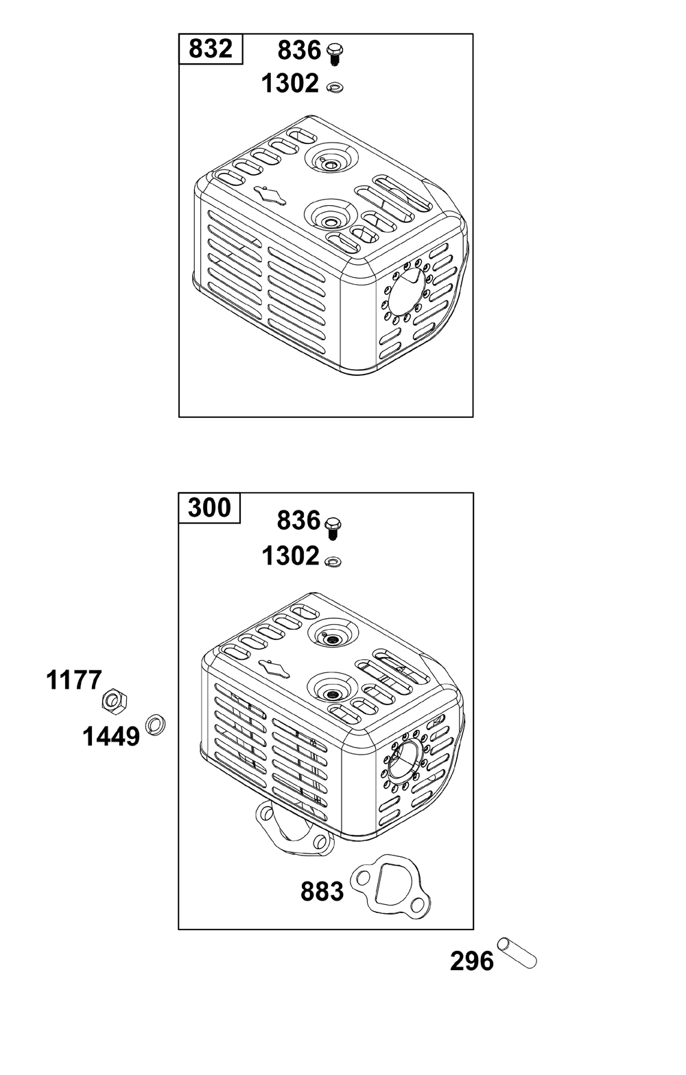 Exhaust Group Diagram and Parts List for 106232-0058-H5 100000 - 19Z999 Briggs and Stratton Engine